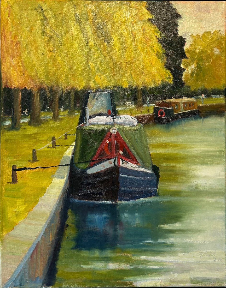Blue Barge At Ely By Robert Wells, 18 X 22, Artwork For Sale On Artfinder