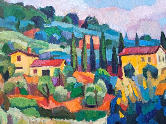 Sunlit hill of Tuscany