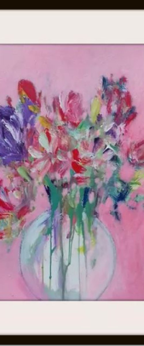 Summer Flowers on Pink II by Jan Rippingham