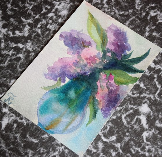 Flowers lilac Watercolor painting