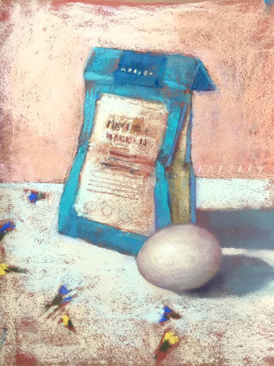 Tea and Egg: soft pastel on sandpaper