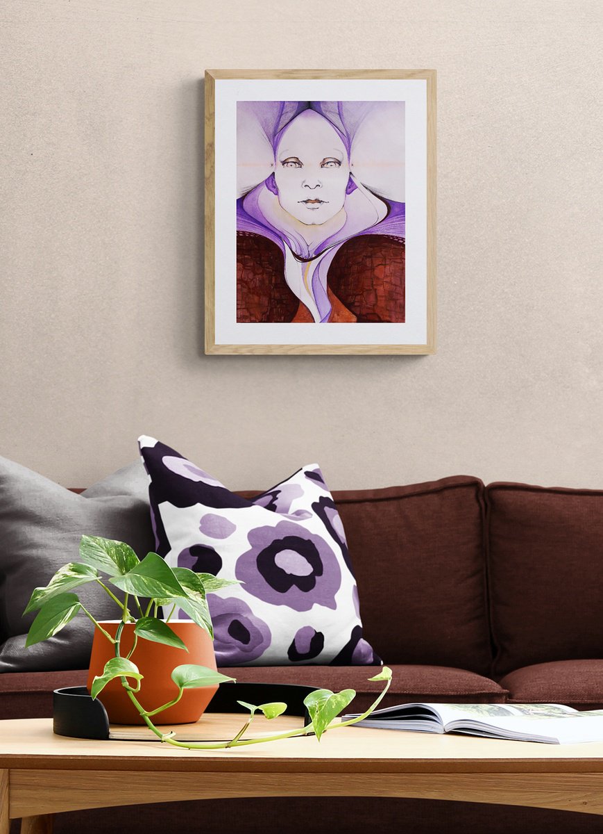 Surrealistic Portrait Painting By Marija Stojkovic, 12 X 17", Strength Ii, Original Artwork