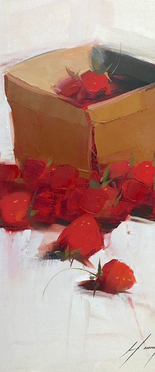 Strawberries, Original oil painting  Handmade artwork One of a kind by Vahe Yeremyan