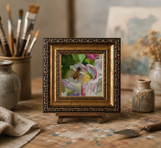 Bee on Pink Blossom
