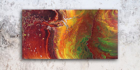 "Line In The Sand" - FREE USA SHIPPING - Original Abstract PMS Fluid Acrylic Painting - 36 x 18 inches