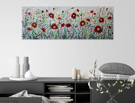 Poppy Field Palette Knife and Splatter Painting