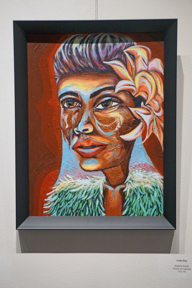 Urban And Pop Portrait Acrylic Painting By Kimi Kaa, 12 X 16", Lady Day (Jazz Series), Original Artwork