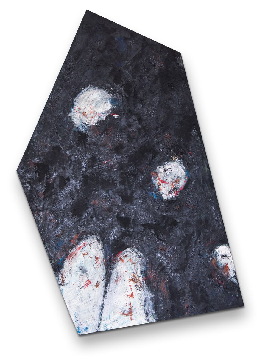 Abstract Oil Painting By Matteo Cecchinato, 18 X 30", Demons Vii, Original Artwork