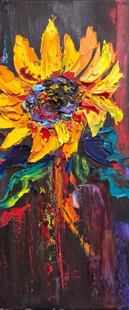 Sunflowers black background by Oksana Fedorova
