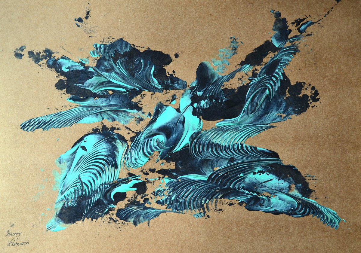 Abstract Acrylic Painting By Thierry Vobmann. Abstract ., 17 X 12", Natural Style 38, Original Artwork