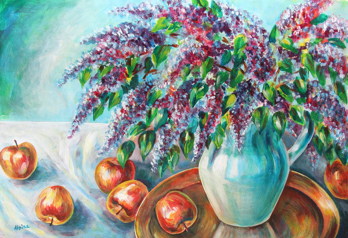 Lilac and Apples by Albina Kumirova