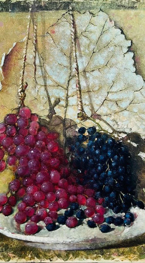 Pink grape Large fruit art by Yulia Odukalets