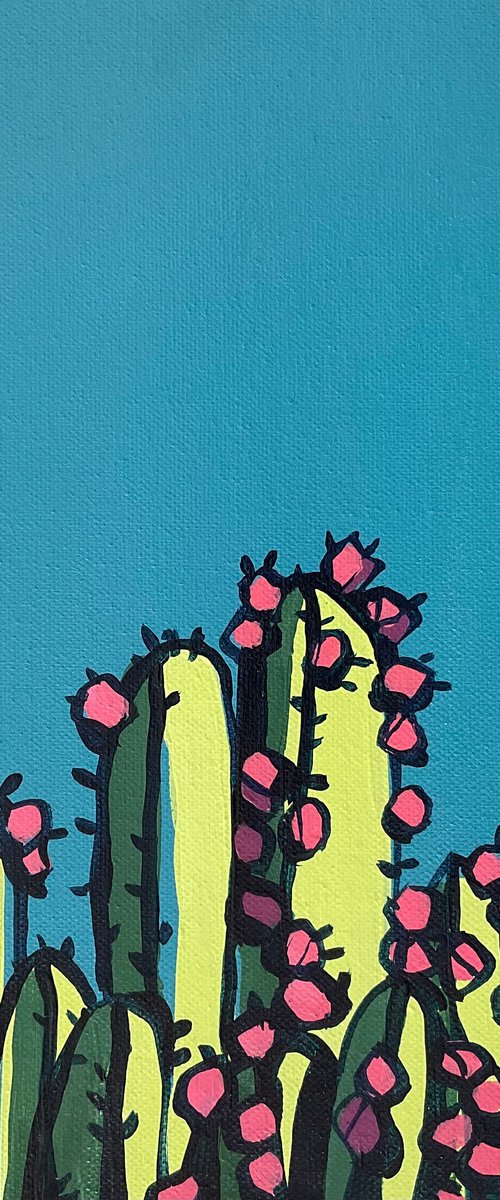 Cactus on blue by Volha Belevets