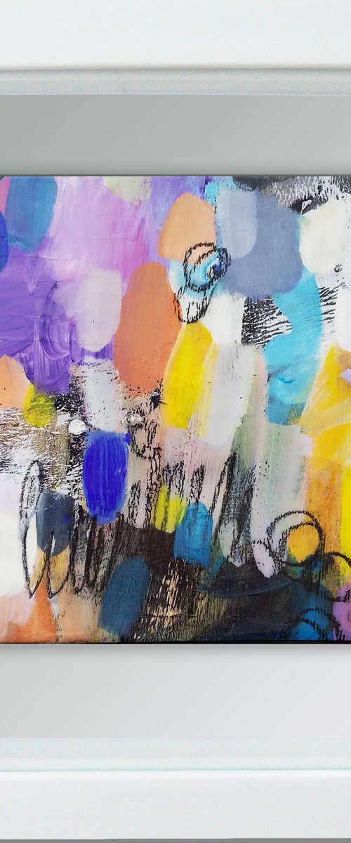 Framed ready to hang original abstract  - colours #3 by Carolynne Coulson