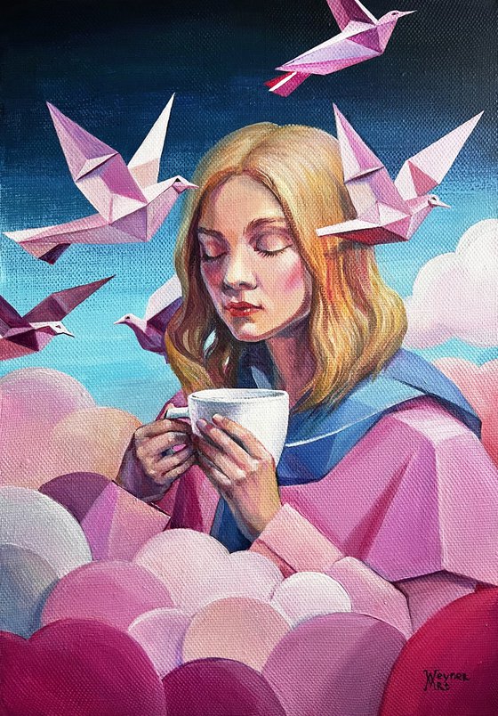 Morning. In pink clouds.