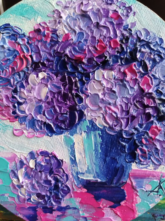 Hydrangea - small painting, bouquet, flowers oil painting, oil painting, flowers,  postcard, gift idea, gift