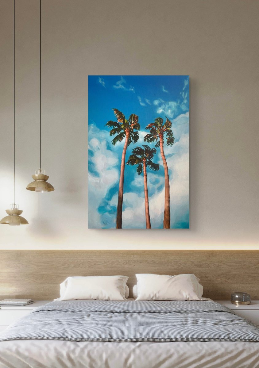 Photorealistic Oil Painting , Palm Trees And Sky By Guzel Min, 24 X 36, Artwork For Sale On Artfinder