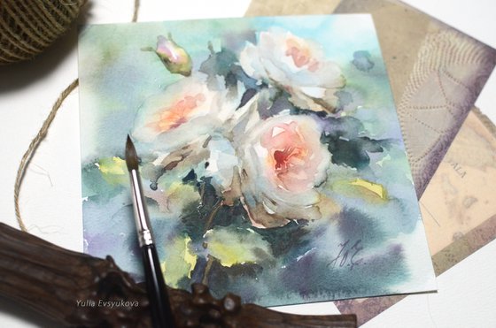 Summer beauty / Small roses in watercolor