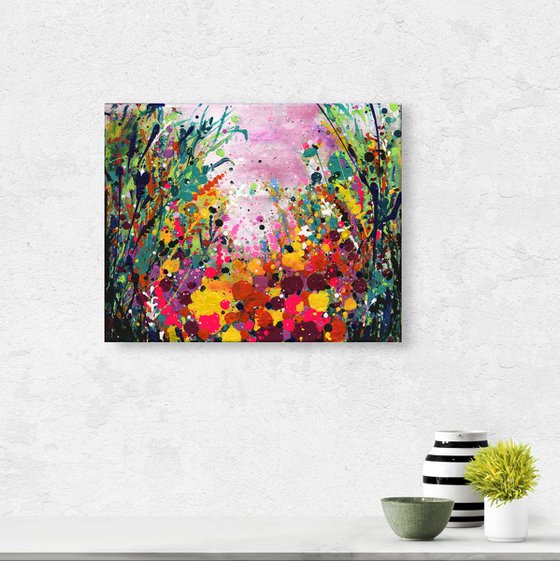 Joyfulness -  Abstract Flower Painting  by Kathy Morton Stanion