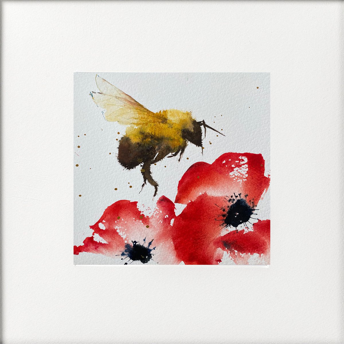 Bee and red poppies by Teresa Tanner