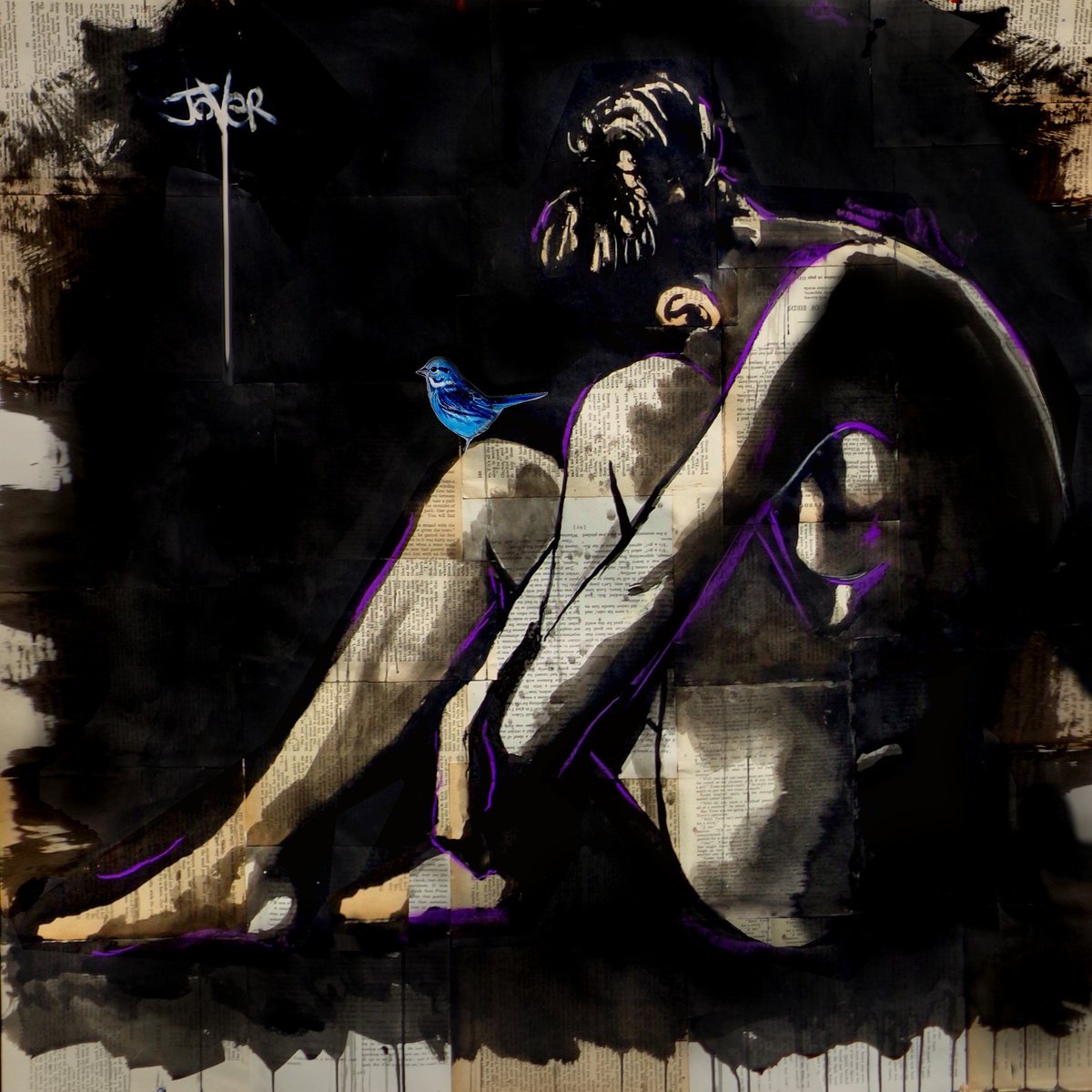 Impressionistic Portrait Painting By Loui Jover, 41 X 41", Muse, Original Artwork