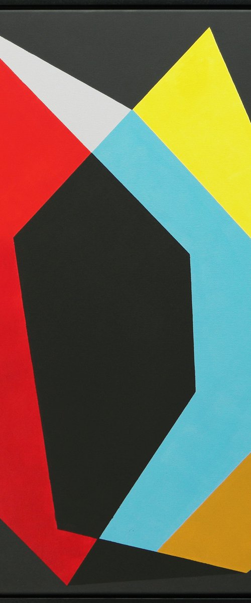 Abstract Painting - Black Diamond - 95x95CM - Incl. Frame - Ronald Hunter - 46J by Ronald Hunter