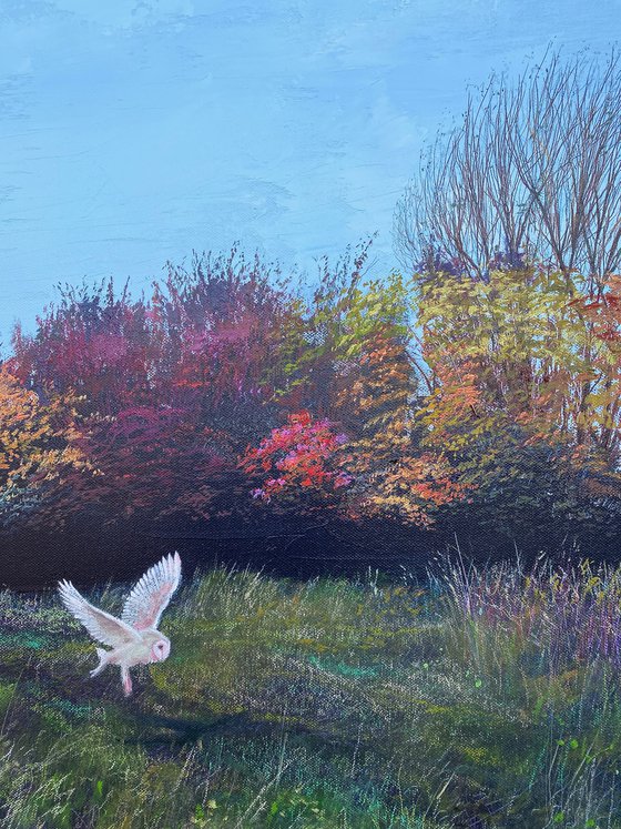 'Quartering the Autumn Meadow' Large Oil painting