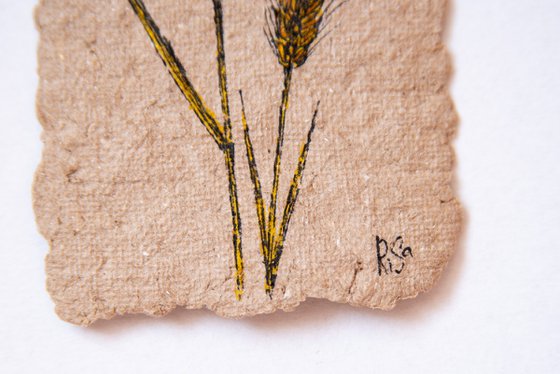 Spikelets drawing on handmade craft paper