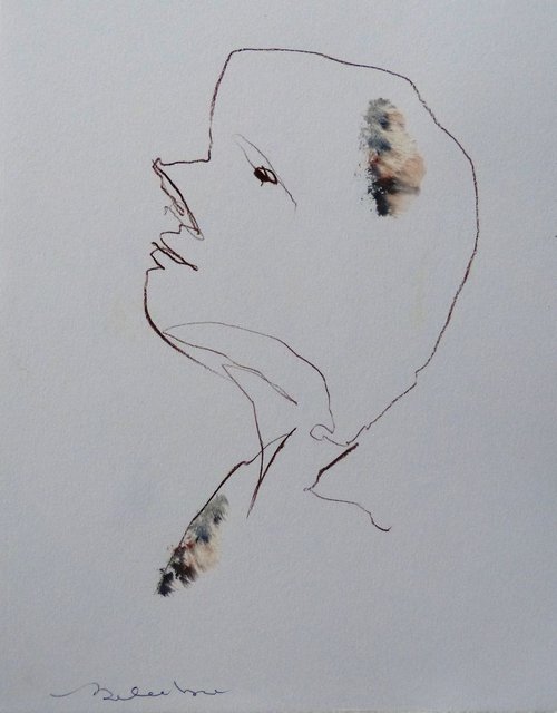 Portrait 19-12, ink on paper 21x29 cm by Frederic Belaubre