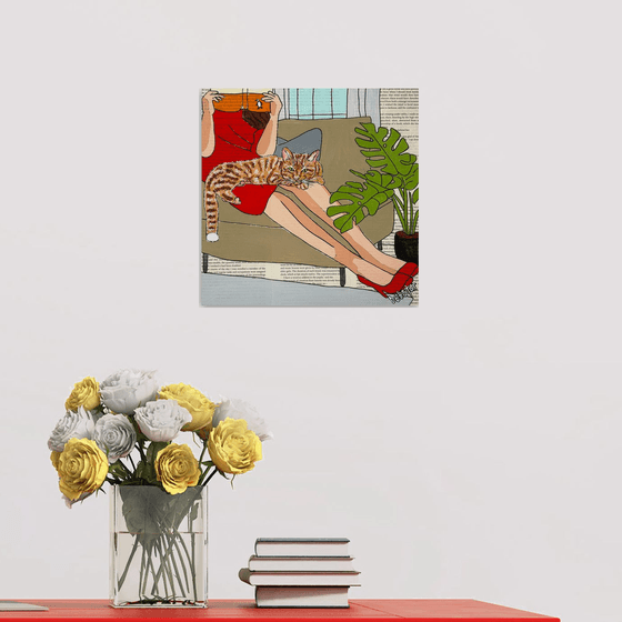 Cat Capers Lounging 2 30cm x 30cm