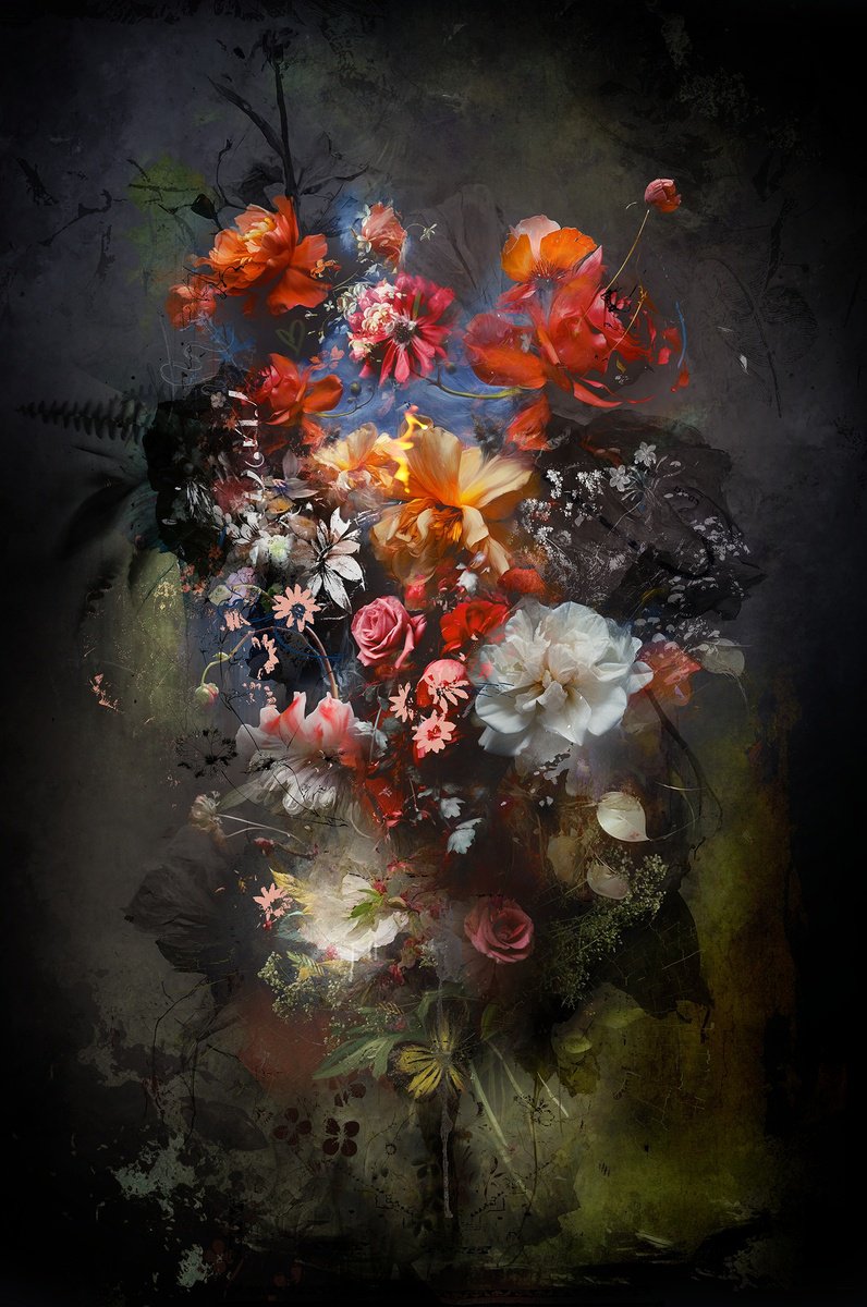 Botanical Painting By Teis Albers, 40 X 59", Weight Of Love, Original Artwork