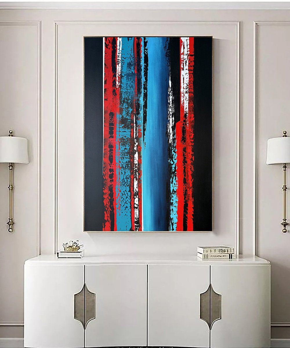 Red Sky Blue Accent On Black By Tatiana Malinovscaia, 43 X 31, Artwork For Sale On Artfinder