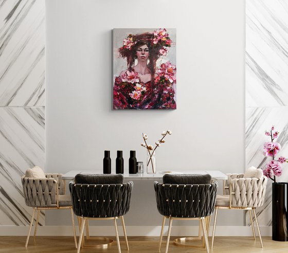Girl and flowers