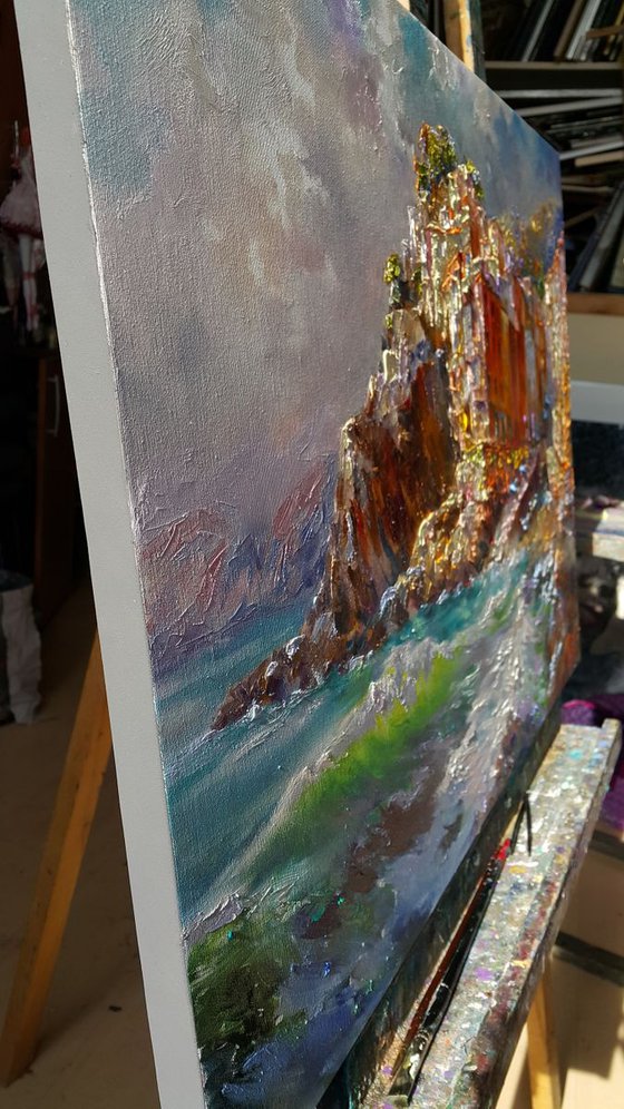 Riomaggiore - Cinque Terre, Italy landscape, oil painting