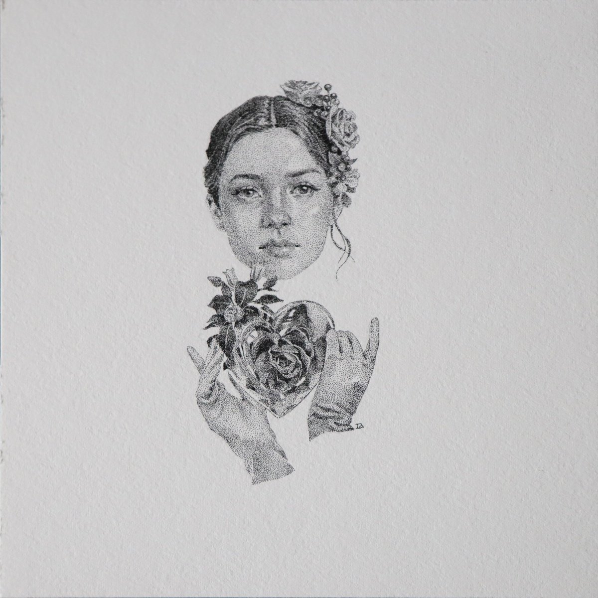 Photorealistic Ink Drawing , Sacred Bloom By Iana Cherepanska, 6 X 6, Artwork For Sale On Artfinder