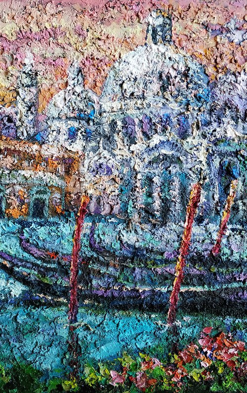 Morning venice - oil painting, canals in Venice, gondolas in Venice, venice Italy by Anastasia Kozorez