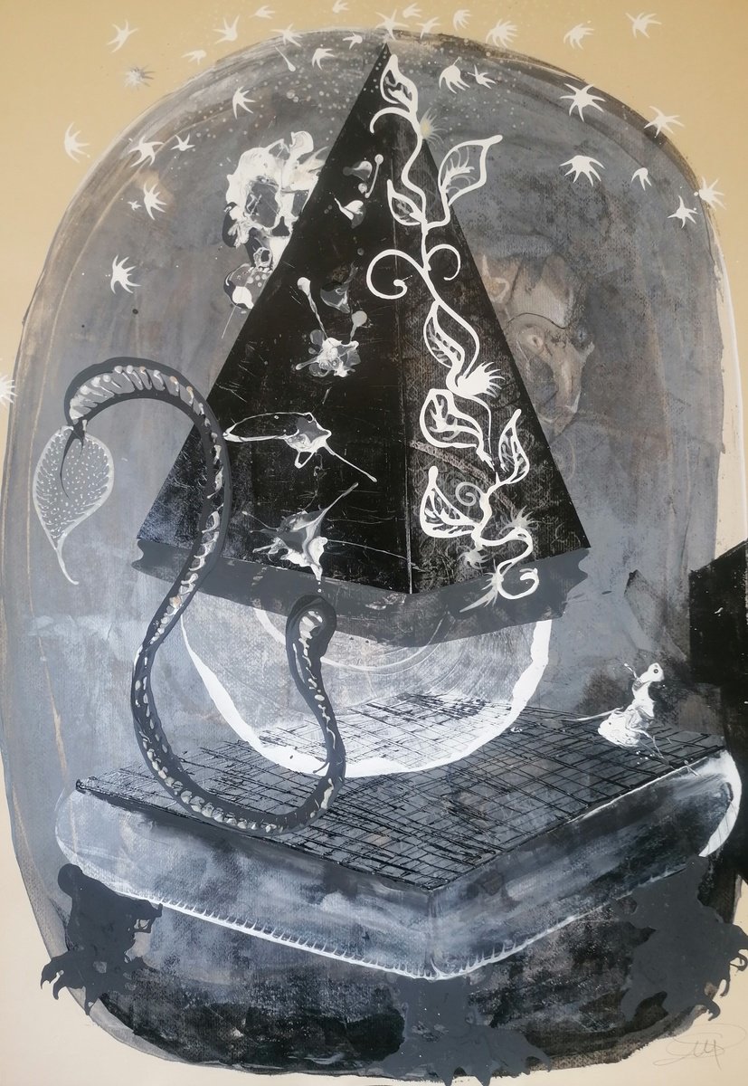 Surrealistic Animal Acrylic Painting By Stefano Mazzolini, 28 X 39", Qgpiran, Original Artwork