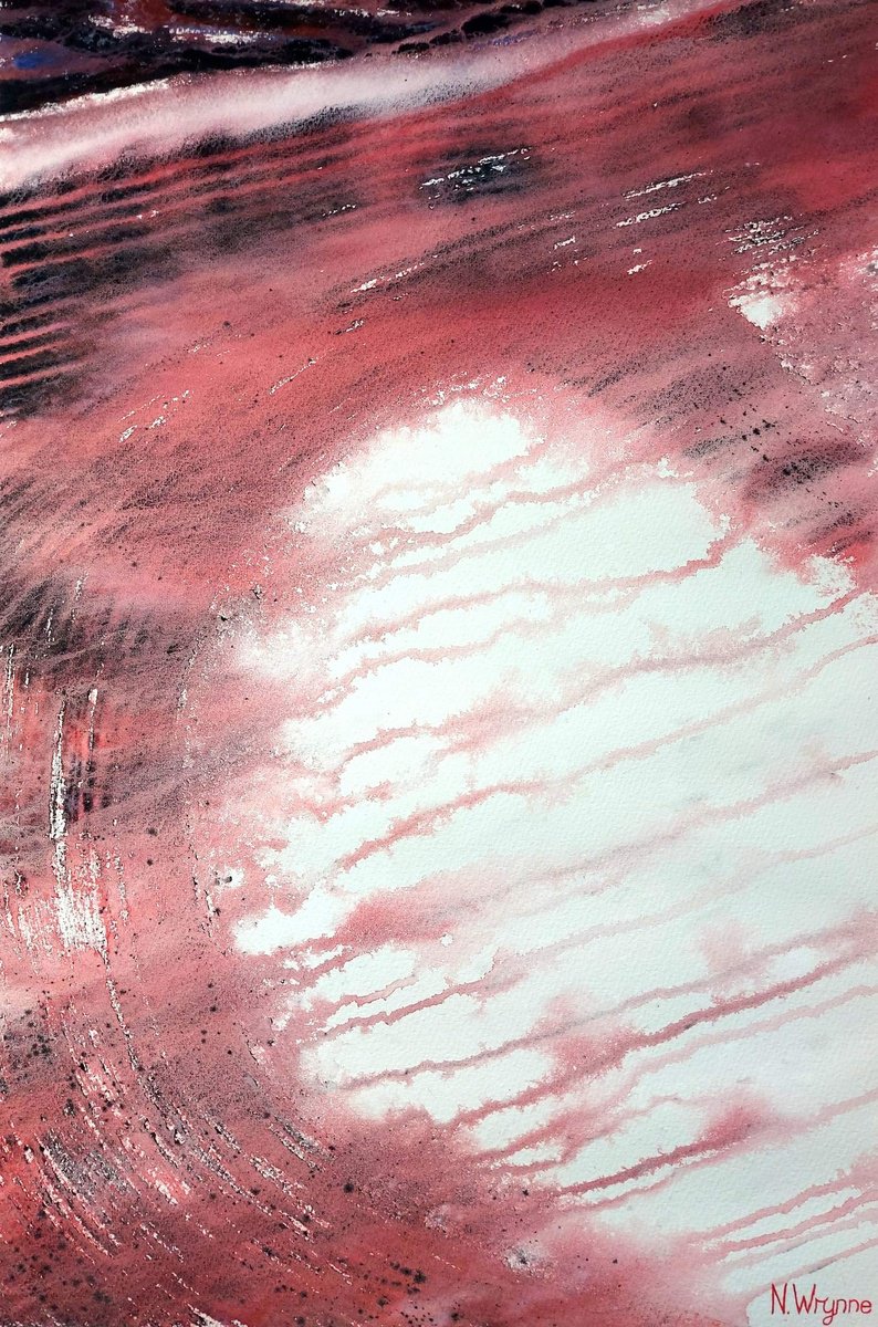 Abstract Landscape Watercolour By Neil Wrynne, 15 X 22", Slow Time, Original Artwork