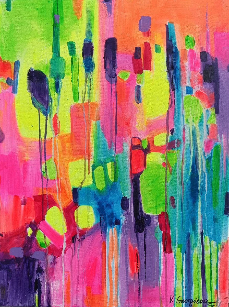 Abstract Acrylic Painting By Vanya Georgieva, 24 X 31", Abstract Me, Original Artwork