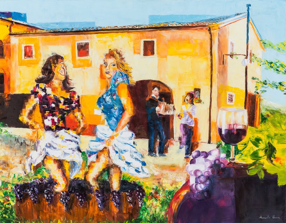 Urban And Pop Portrait Oil Painting By Assunta Cassa, 35 X 28, Nettare D