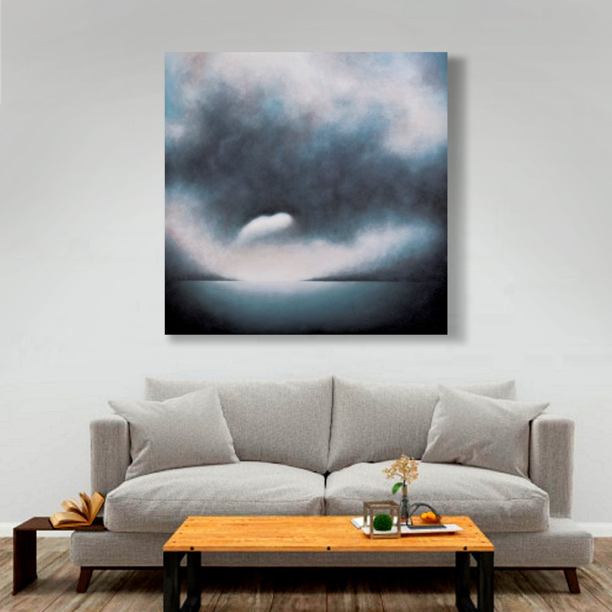 Large Abstract Seascape on Canvas 39,37×39,37 in (100×100 cm)