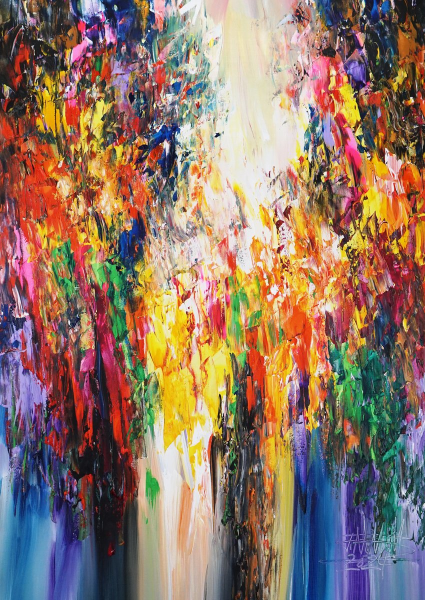 Abstract Acrylic Painting By Peter Nottrott, 33 X 47", Gate To Heaven M 3, Original Artwork