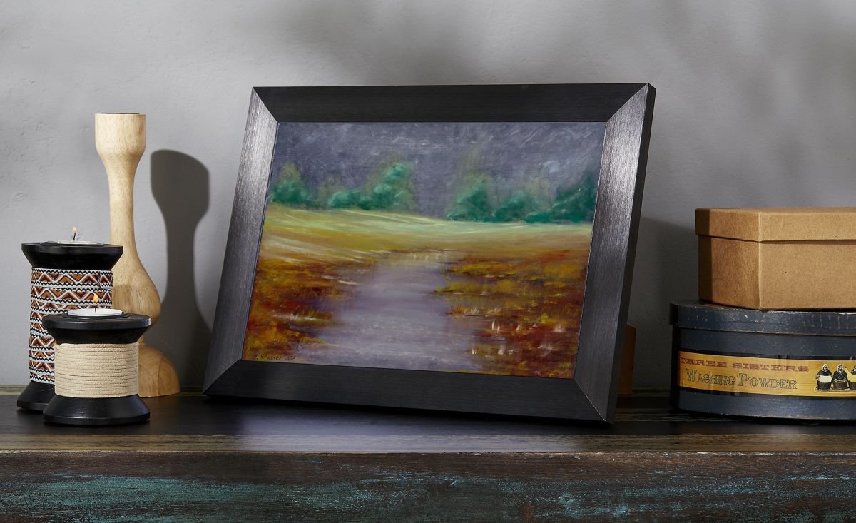 Impressionistic Landscape Pastel Drawing By Yulia Schuster, 11 X 9", The Approaching Storm, Original Artwork