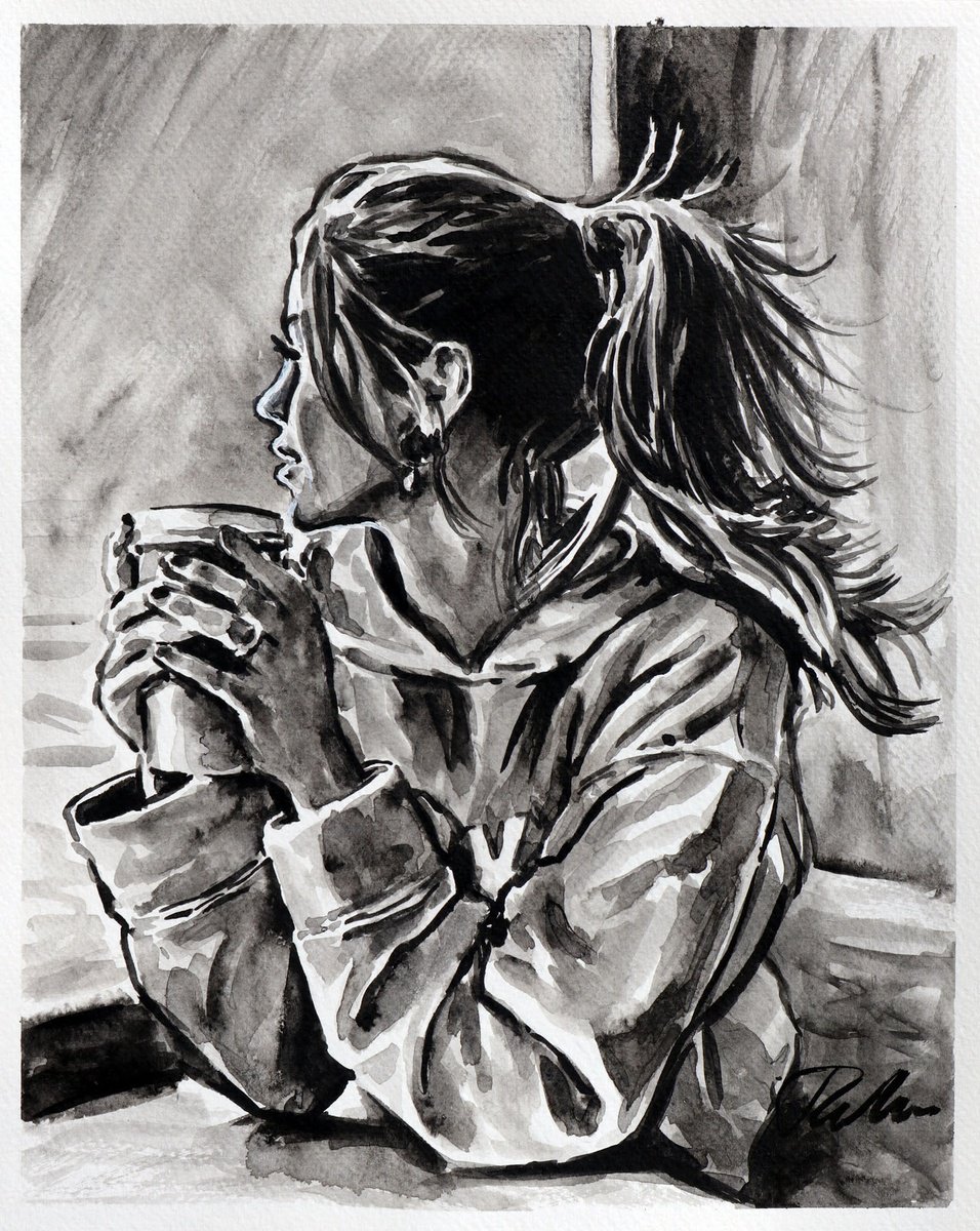 Urban And Pop Ink Drawing , Sweet Latte By Tashe, 9 X 12, Artwork For Sale On Artfinder