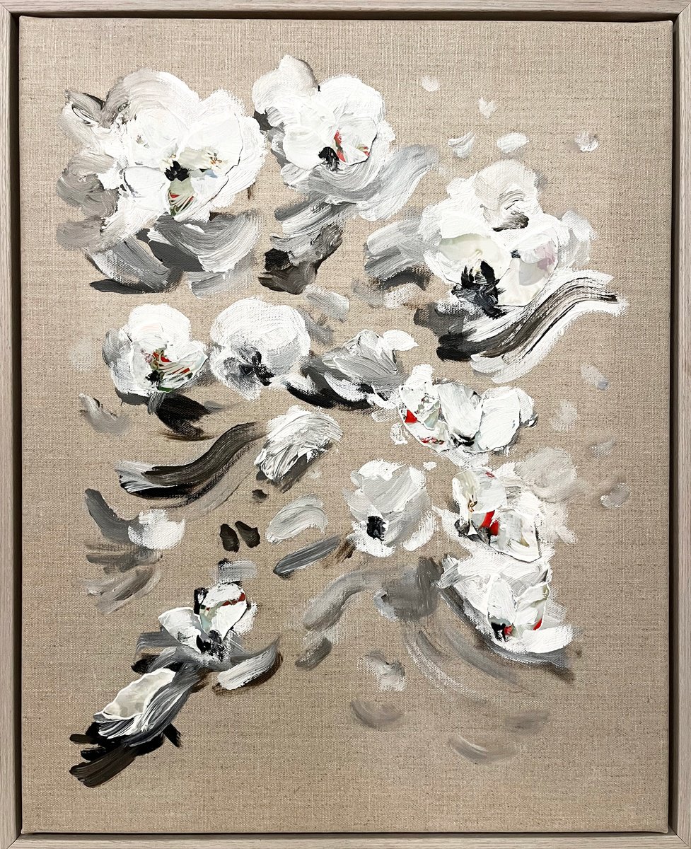 Organic Botanical Acrylic Painting By Corinne Natel, 17 X 21, To Be With You #52, Original Artwork