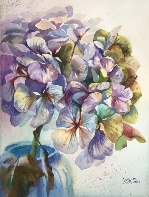 Hydrangea Bouquet. Spring flowers painting by Natalia Veyner