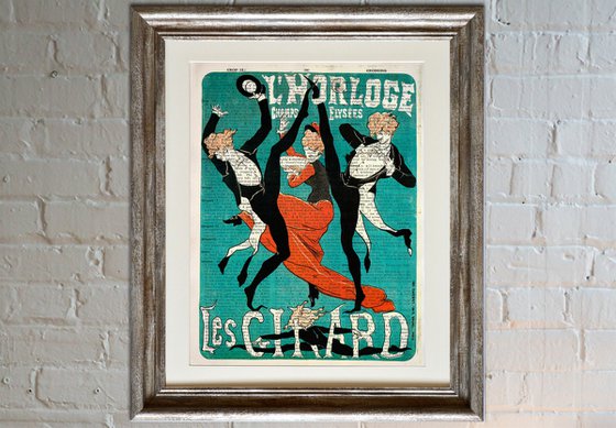 Les Girard - Collage Art Print on Large Real English Dictionary Vintage Book Page