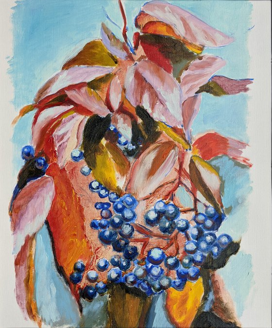 Wild grapes original oil painting wall decoration