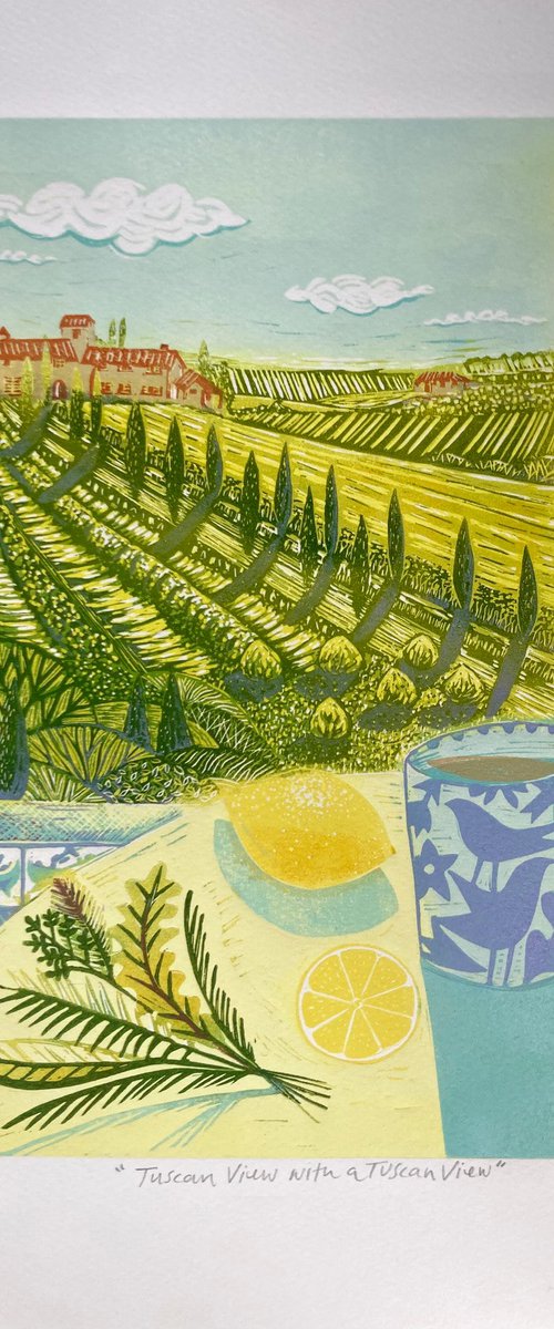 Morning Tea with a Tuscan View (Lavender) by Alison  Headley