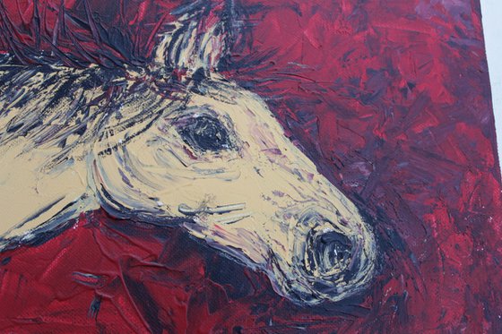 Horse Painting - 2 - Equine Series - horse acrylic painting on stretched canvas - impasto-palette knife painting